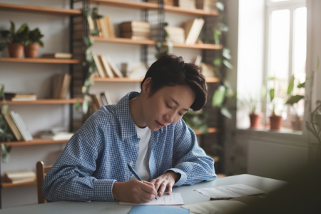 personne-ecriture-table-lumiere-douce