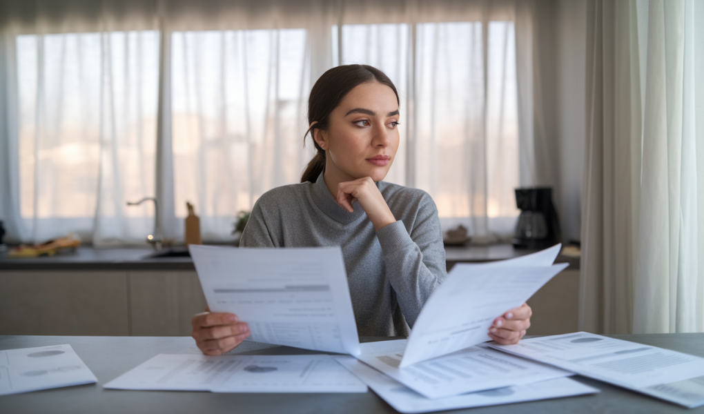 femme-table-documents-lumiere-fenetre