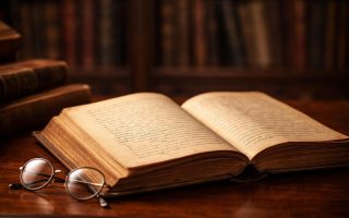livre-ancien-bureau-bois-lunettes