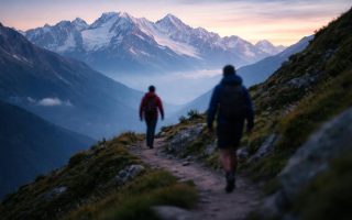 silhouettes-sentier-montagne-sommets-enneiges