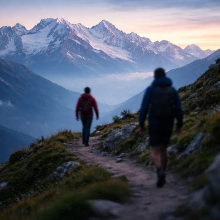 silhouettes-sentier-montagne-sommets-enneiges